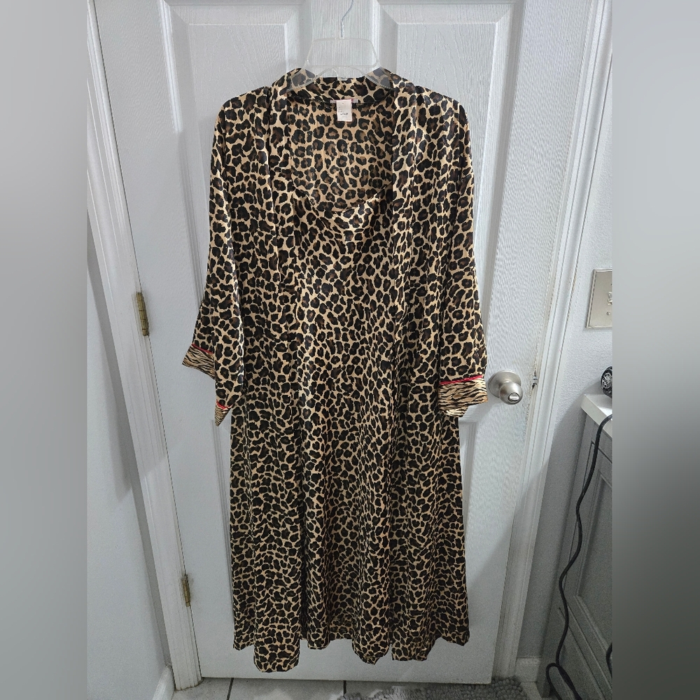 Vintage CRUZ Leapord Print Robe Nightgown Set Size M Blanche Devereaux